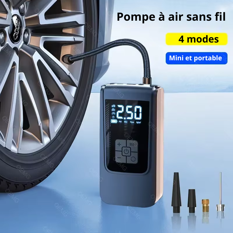 Pompe à Air de voiture sans fil, compresseur d'air Portable, gonfleur de pneus électrique avec affichage numérique LCD, pour voiture, moto, vélo, balle
