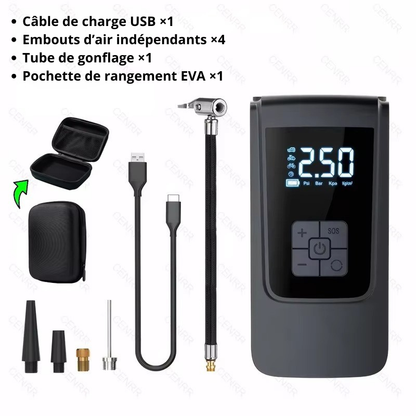 Pompe à Air de voiture sans fil, compresseur d'air Portable, gonfleur de pneus électrique avec affichage numérique LCD, pour voiture, moto, vélo, balle