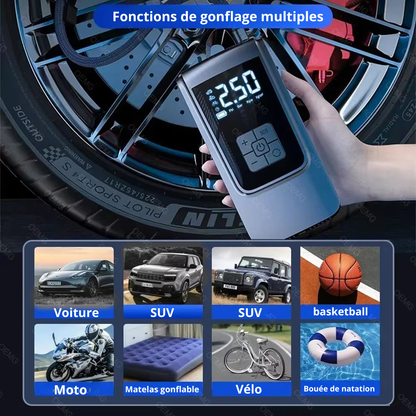 Pompe à Air de voiture sans fil, compresseur d'air Portable, gonfleur de pneus électrique avec affichage numérique LCD, pour voiture, moto, vélo, balle