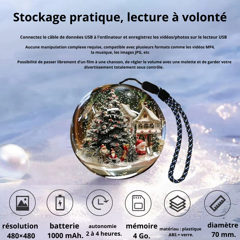 Lecteur numérique de sphère vidéo WiFi, 2.7 pouces, boule électronique, cadeau pour noël, anniversaire