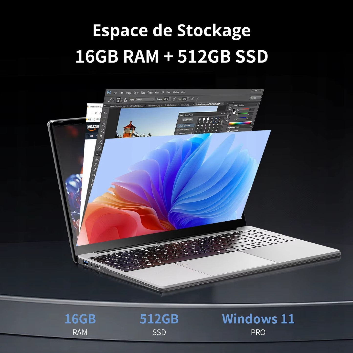 Ordinateur Portable 15,6″ Intel Core i7 16 Go RAM  SSD 512 Go / 1 To Windows 11